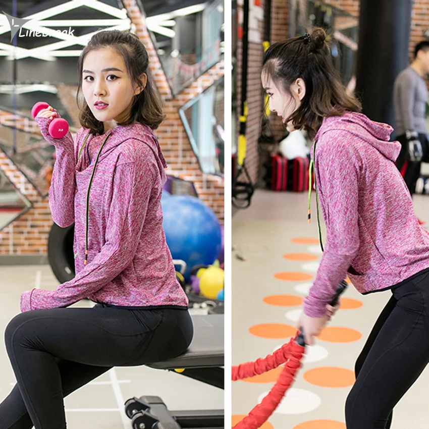 Женская спортивная куртка с капюшоном длинным рукавом для занятий йогой на