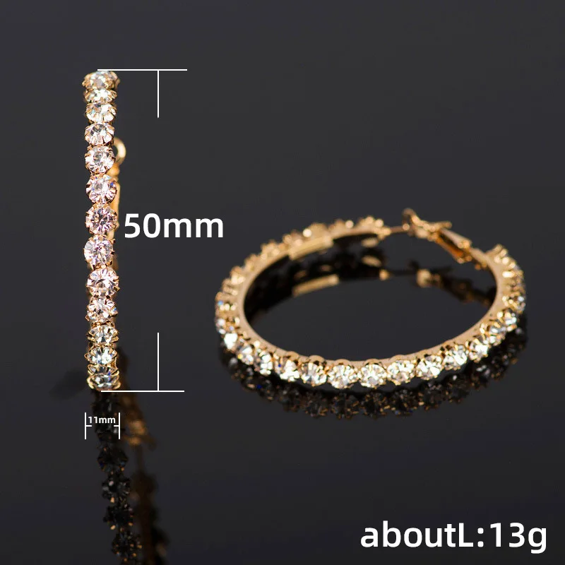

Luxury Oversize Hoop Earrings Micro Paved Shiny CZ Stone Ear Loop for Women Ladies Wedding Party Daily Wear Fashion Jewelry
