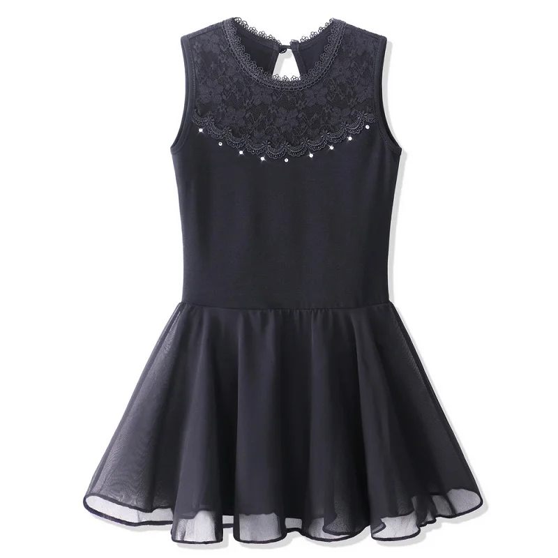 B212 Black BAOHULU/платье снежинки Эльзы без рукавов для девочек; балетный костюм для подростков; сетчатый хлопковый гимнастический купальник; детская Одежда для танцев - Цвет: B212 Black