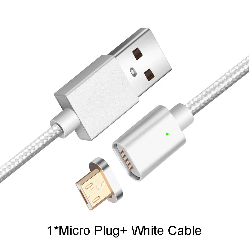 Магнитный кабель Micro usb type C, адаптер для быстрой зарядки, светодиодный, для телефона, Microusb type-C, магнитное зарядное устройство usb c для iphone, samsung, xiaomi - Тип штекера: Silver For Micro