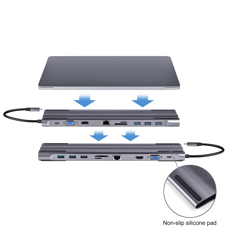 Концентратор USB type C до 3,0 USB HDMI RJ45 usb-хаб для MacBook Pro Аксессуары USB разветвитель Мульти 10 портов type C концентратор USB-C