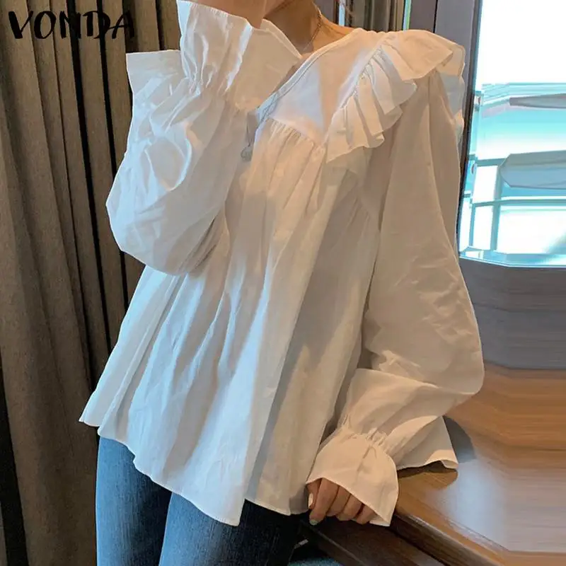 

Women'Blouse Casual Long Sleeve Tops 2021 VONDA Elegant Office Ladies Blouse Bohemian Party Tops Blusas Femininas