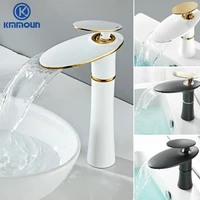 waterfall basin faucet white gold hot cold mixer basin sink tap brass black high bathroom mixer crane home hardware faucet