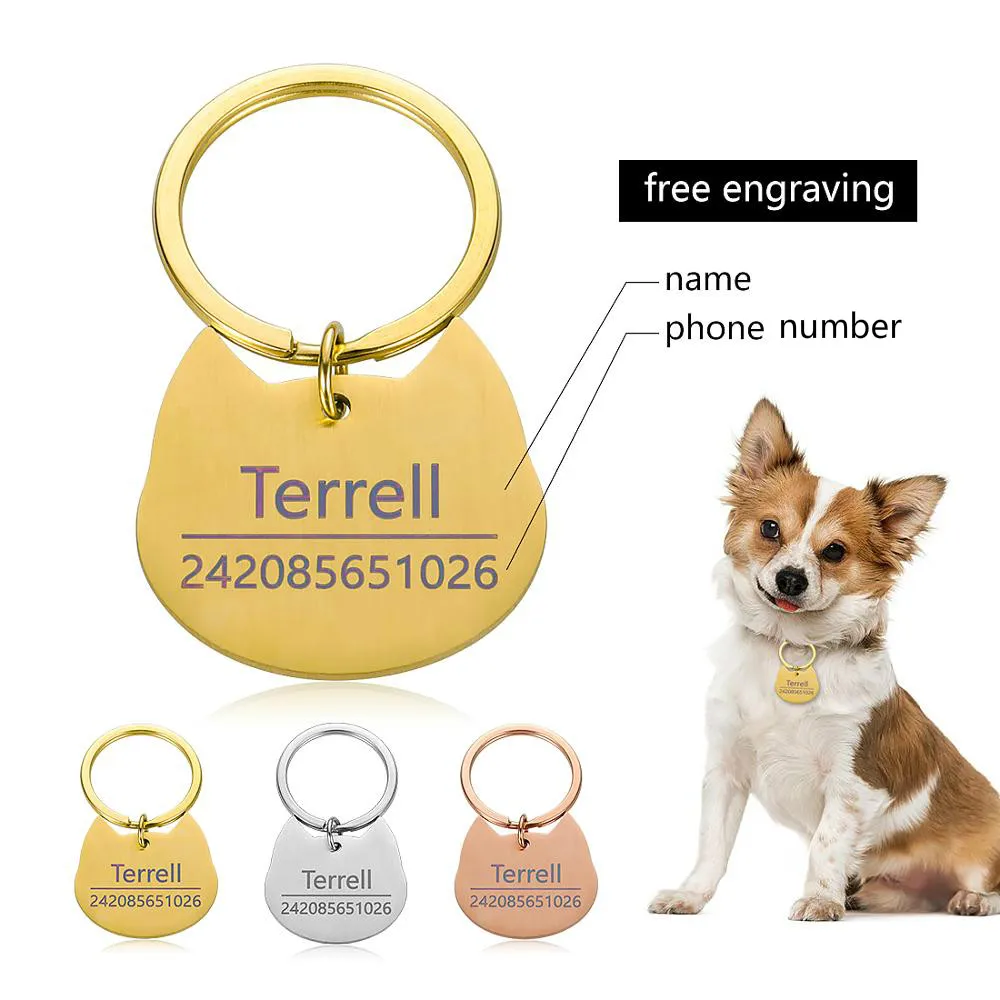 

Идентификационная бирка для домашнего питомца, аксессуар для ошейника для кошек, персонализированная гравировка, ярлыки в форме кота