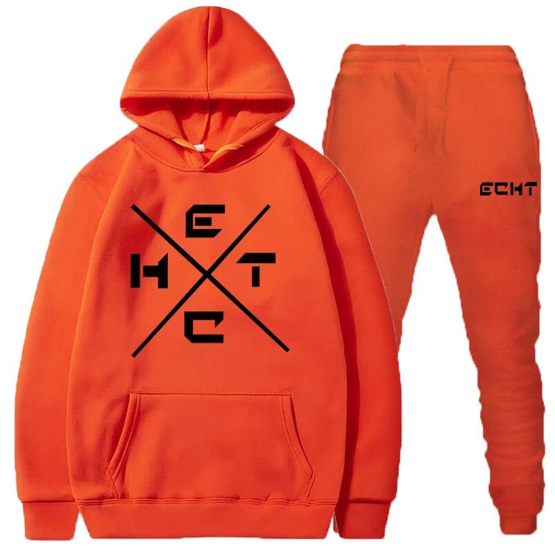 

Tracksuit Men Fashion Hoodies Men Suits Solid Sets Men Sweatshirts+Sweatpants Spring Autumn Fleece Hooded Pullover 2 Pieces Set