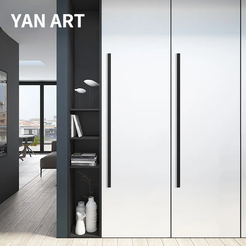 

Американские черные ручки для дверей шкафов, современные минималистичные ручки длиной 1000 мм и длиной 1200 мм, ручки для ящиков, шкафов, шкафов ...