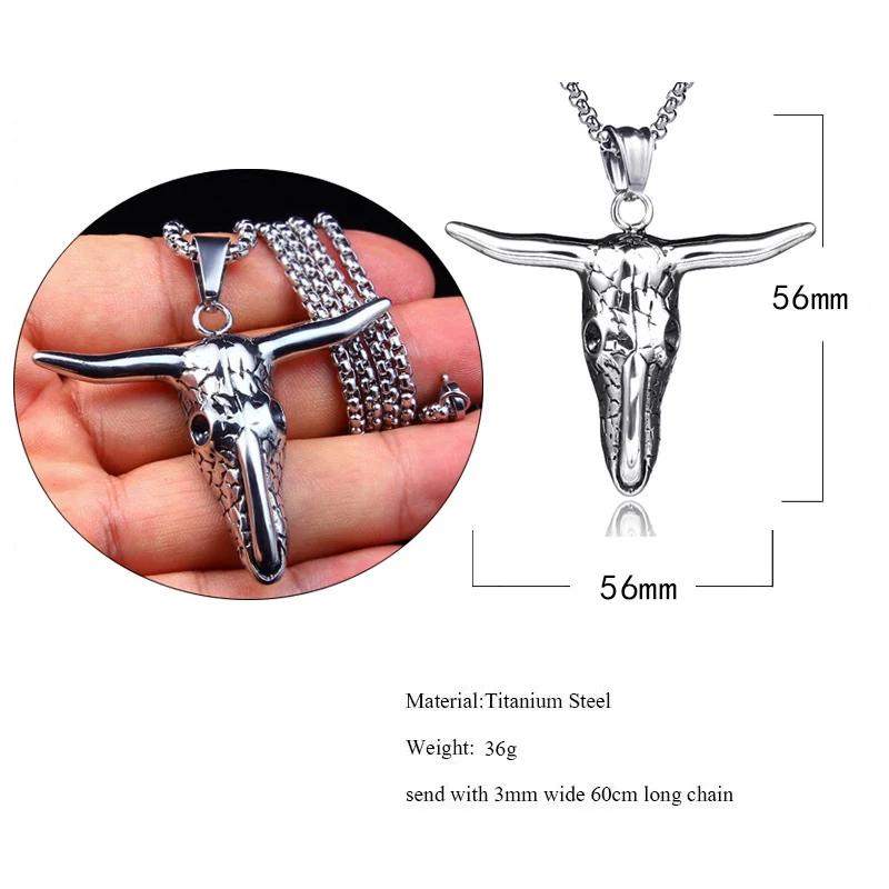 Африканское племя стиль череп голова бык кулон ожерелье для мальчика готическое