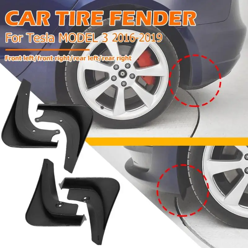 4 шт. Брызговики для автомобиля брызговики крылья Tesla модель 3 2019 черный низкая