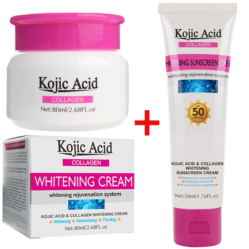 Kojic Acid SPF 50 Sunscreen Cream Facial Skin Care Cream Face Whitening Cream Remove Dark Spots Moisturizing Anti-Aging Firming