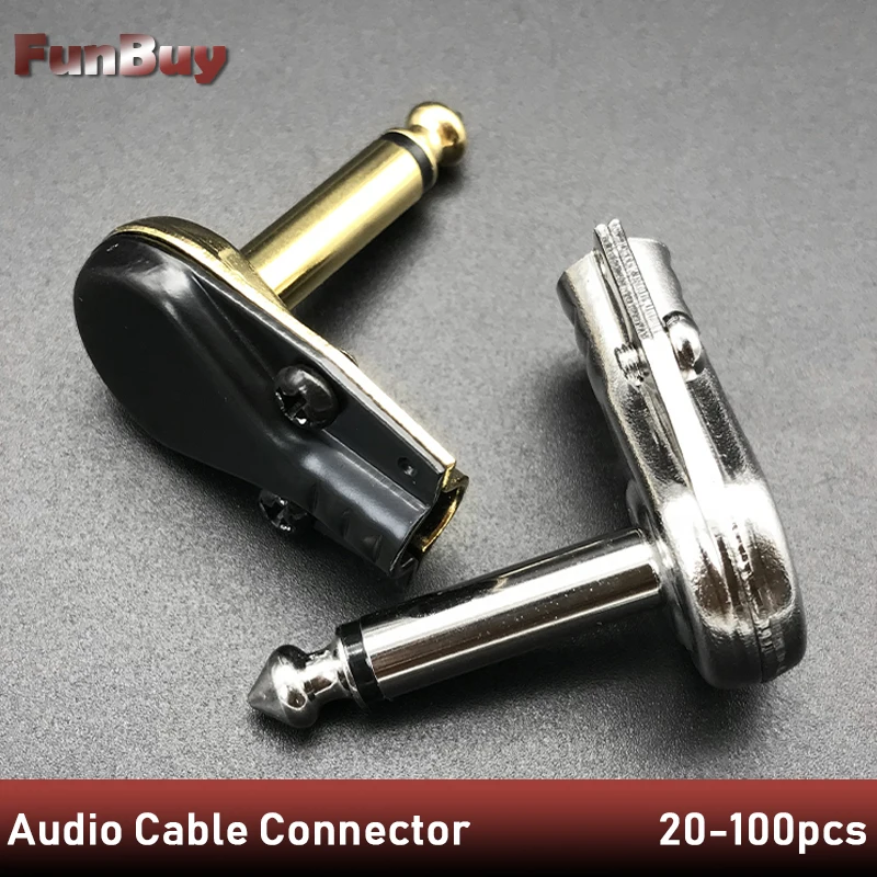 

100pcs Elbow 90Degree Microphone Plug Amplifier Adapter 6.35mm Audio Guitar Cable Connector Right Angle Mono Guitar Plug