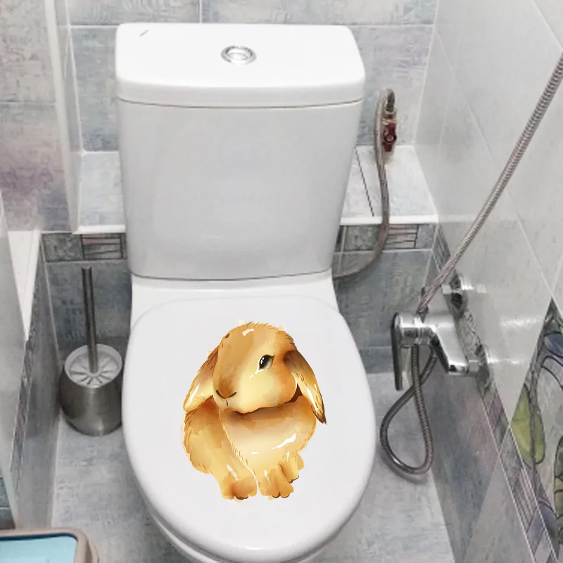 YOJA 18×22.7CM Hand Drawn Golden Rabbit Decor Wall Stickers Home WC Toiler Accessories T1-2722 |