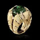 Женское кольцо в стиле хип-хоп с зеленым кристаллом