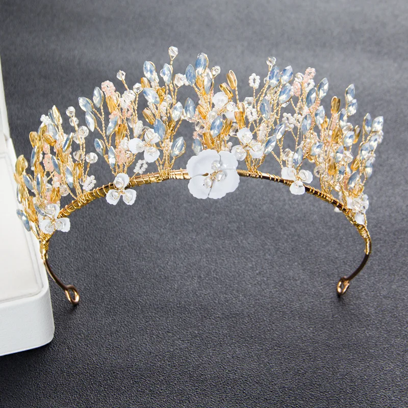 

Bride Marriage Formal Dress Crown Headdress Immortal Glorious Handmade Beaded Bracelet Hair Bands MORI Series Princess Birthday