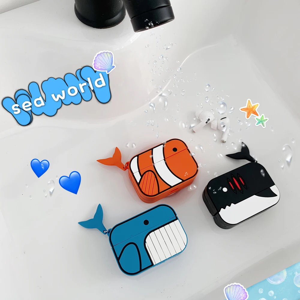 

Cute Cover for Airpods Pro Case Cartoon Whale Silicone Prevention Cases for Airpod Air Pods Pod Pro Case Coque Funda Accessories