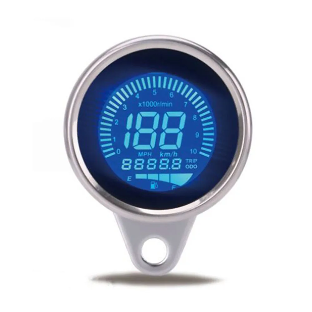 Motorcycle Speedometer 199km/h MPH Trip Odometer Tachometer 10000RPM Fuel Level Display 12V Universal with 7 Color Backlight | Автомобили