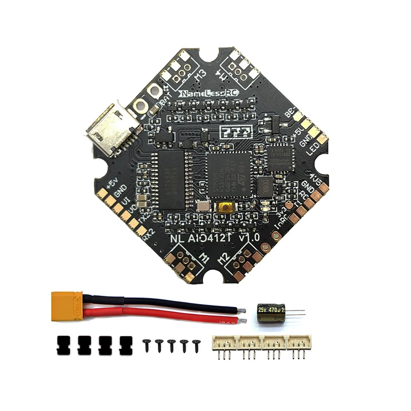 Контроллер полета namelesrc AIO412T F4 AIO F411Flight + 12A ESC 2 4S HV DShot600 для дрона зубочистки DIY FPV
