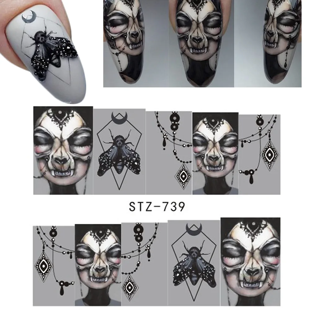 

Halloween Nail Watermark nail Sticker ins devil pumpkin European and American skull transfer nail sticker Nail Art Nail Tool