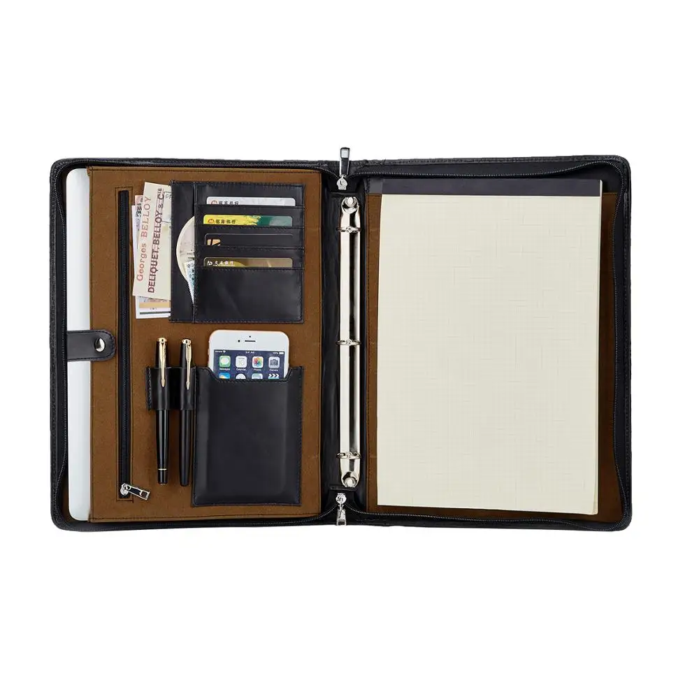 Ручная работа натуральная кожа 3 кольца папка для Портфолио A4 Бизнес Портфель