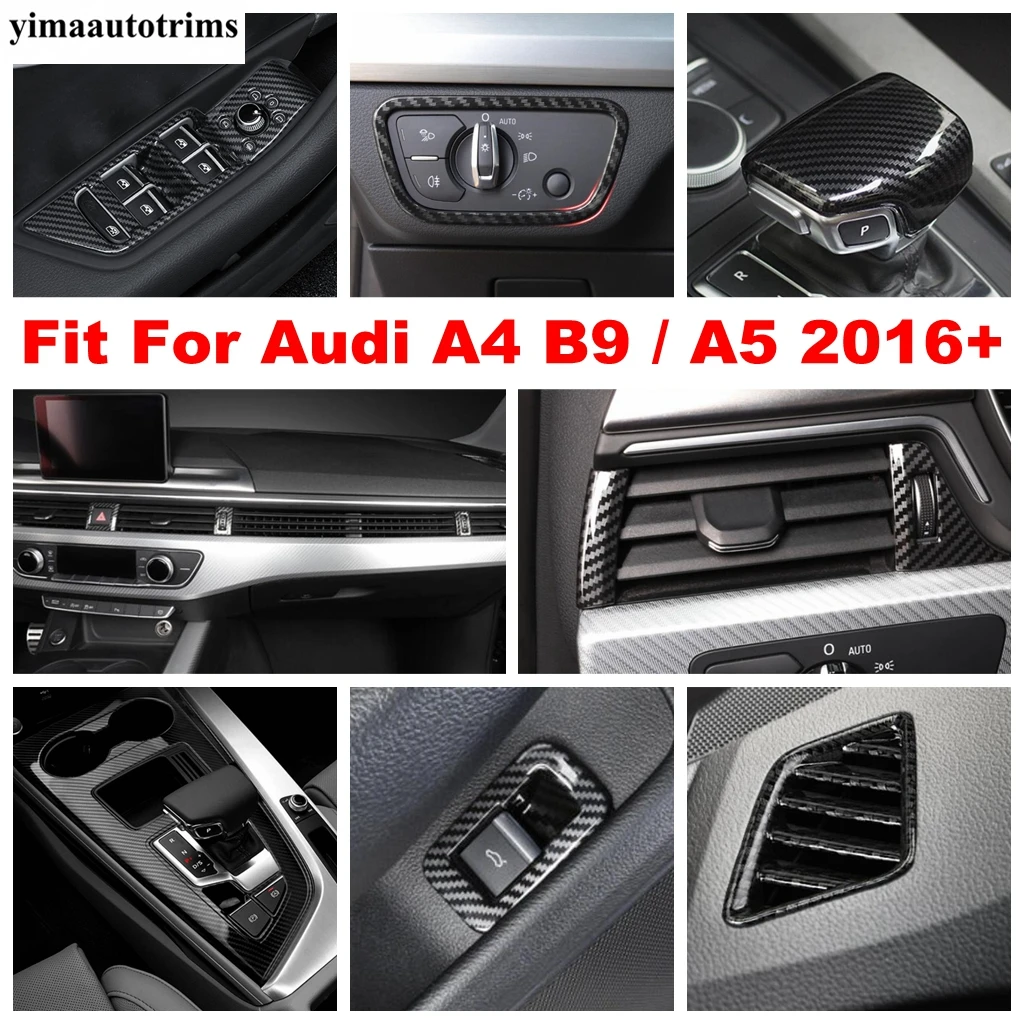 

Window Lift Button Gear Shift Dashboard Air AC Panel Cover Trim For Audi A4 B9 / A5 2016 -2020 Carbon Fiber Interior Accessories