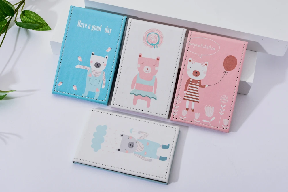 Vicney Cute Bear, настольное, одностороннее, из искусственной кожи, складное, для макияжа, принцесса, зеркало, средний, портативное, красота, туалетное, маленькое зеркало