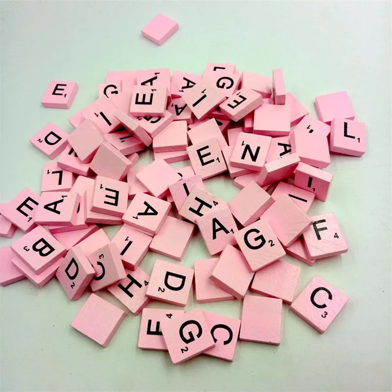 100 деревянные алфавиты Scrabble плитки черные буквы цифры резьба по дереву Valuabe