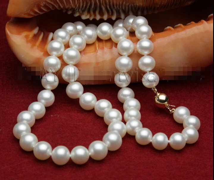 

FREE shipping>>> >>s304 AAA beautiful 11-12mm white fresh water pearls necklace 17"14kt solid