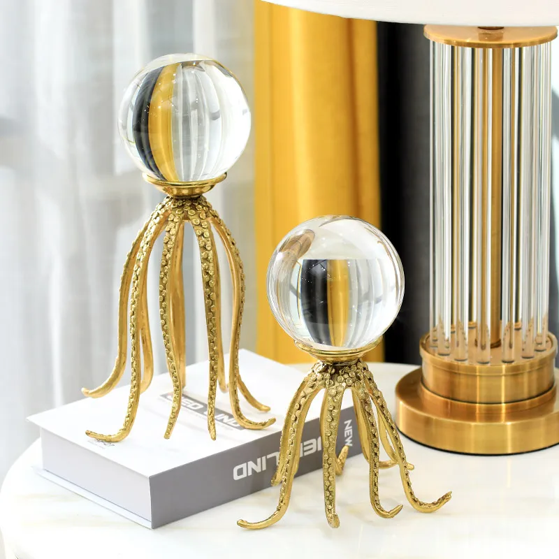 Статуя Морская жизнь в форме осьминога Золотая медная статуя аксессуары для