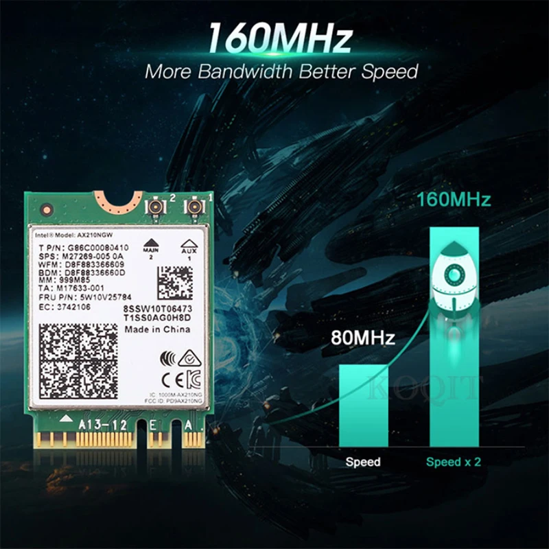 Intel AX210 AX210NGW Killer 1675x AX1675x Wi-Fi 6E 802.11AX двухдиапазонный 2 4G 5G 6G 5374 Мбит/с Bluetooth 5 M.2 NGFF