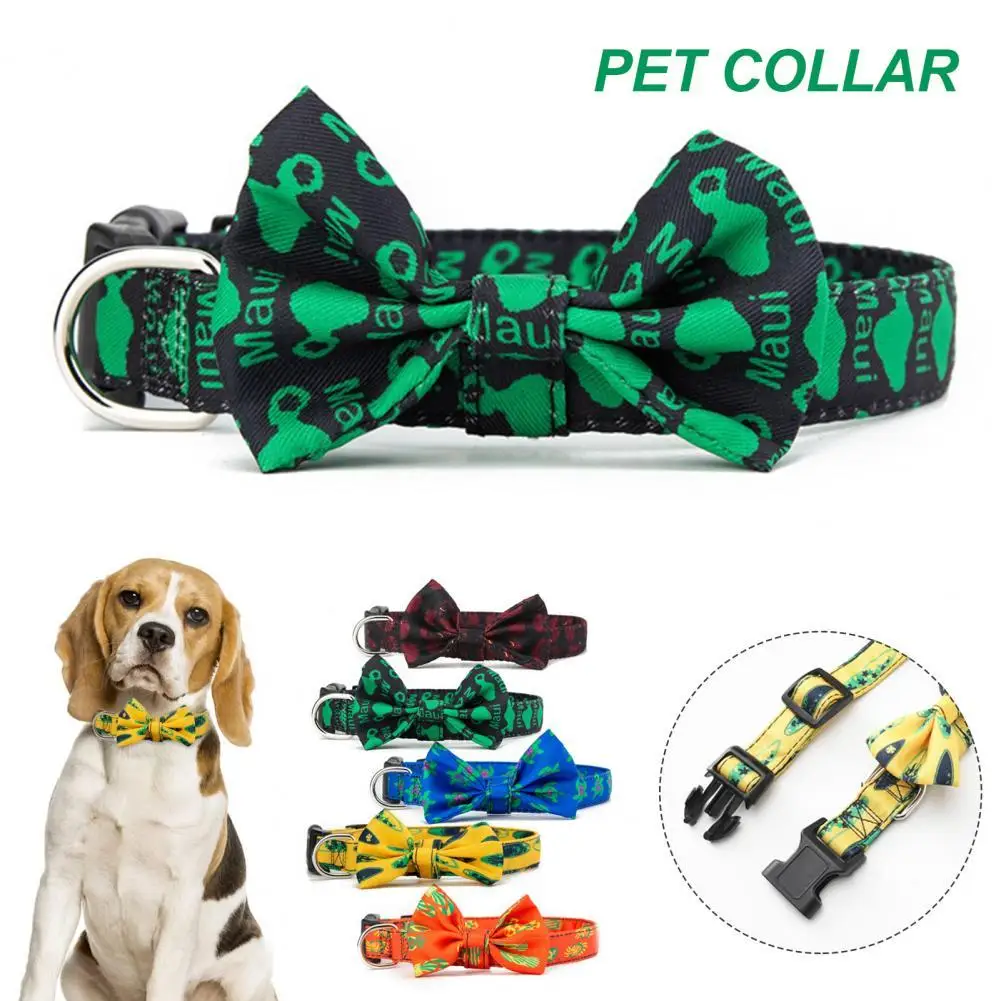 

Lightweight Durable Pet Cat Dog Collar Trendy Pet Collar Unique Cartoon Print Bright Color Bow Knot Decor Pet Collar
