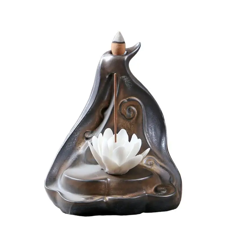 

Backflow Cones Incense Burner Holder Buddha Smoke Waterfall Incense Burner Censer Oud Aroma Burner Home Fragrance Stand Decor