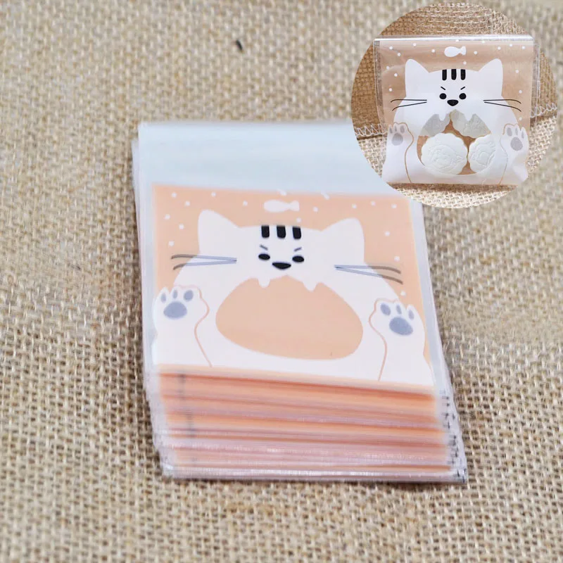 100 шт рождественские конфеты печенья Упаковка Подарочная сумка DIY самоклеющиеся