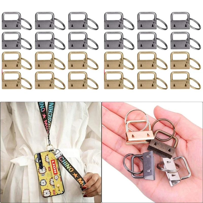 

40pcs 25mm Key Fob Keychain Hardware with Pliers Tool for Wristlet Key Lanyard E56C