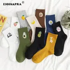 Носки с фруктами EIOISAPRA, креативные Повседневные носки с жаккардовым принтом, ананасом, авокадо, Персиком, Симпатичные носки с мультяшным рисунком панды, жирафа, Осень-зима