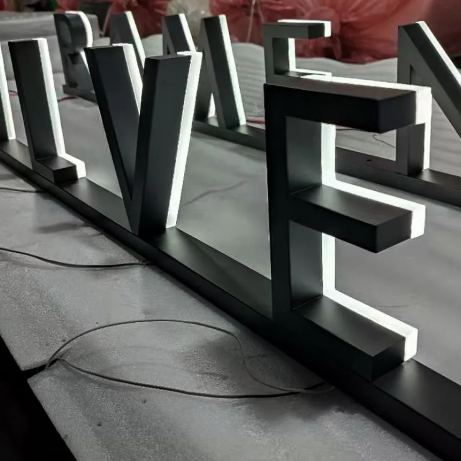 Illuminated 3D Letter Standing Led Letters Backlit Cabinet Shelf Decoration Channel Letter Bar Store Stainless Steel Led Sign