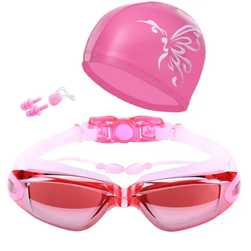

Anti Fog Goggles Swimming Glasses UV Protection Men Women Swim Cap Nose Clip