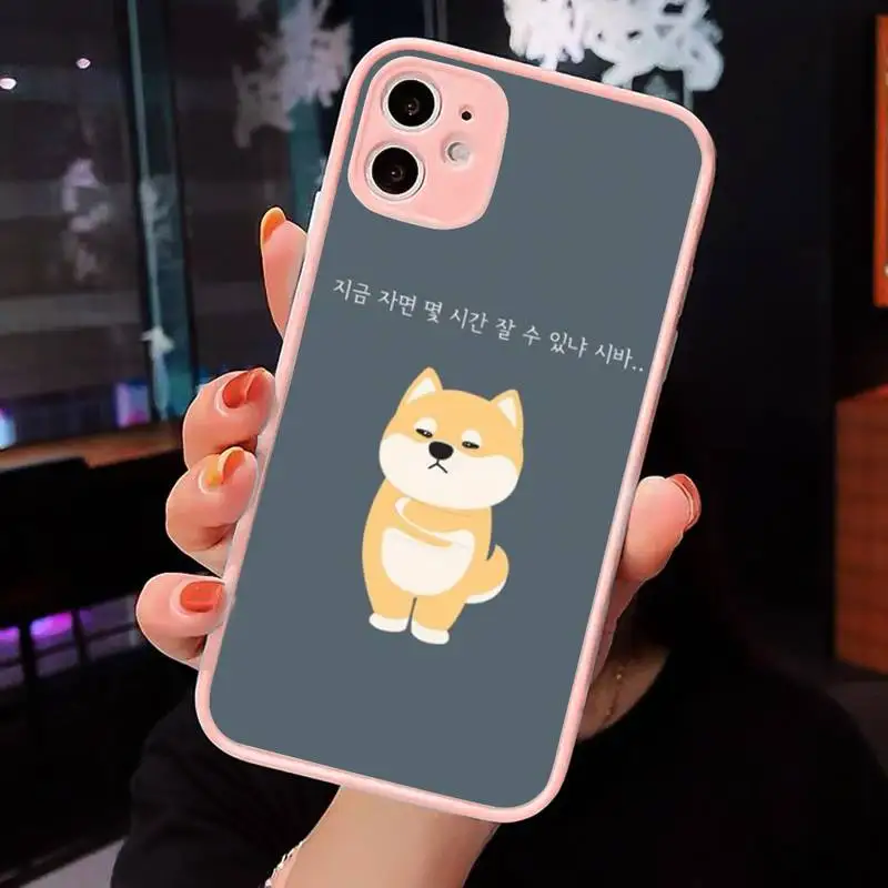 

Japanese cartoon corgi Phone Case Matte Transparent for iPhone 7 8 11 12 s mini pro X XS XR MAX Plus cover funda