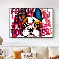 nordic colourful puppy dog abstract canvas paintings posters and prints animal graffiti wall art pictures for living room decor