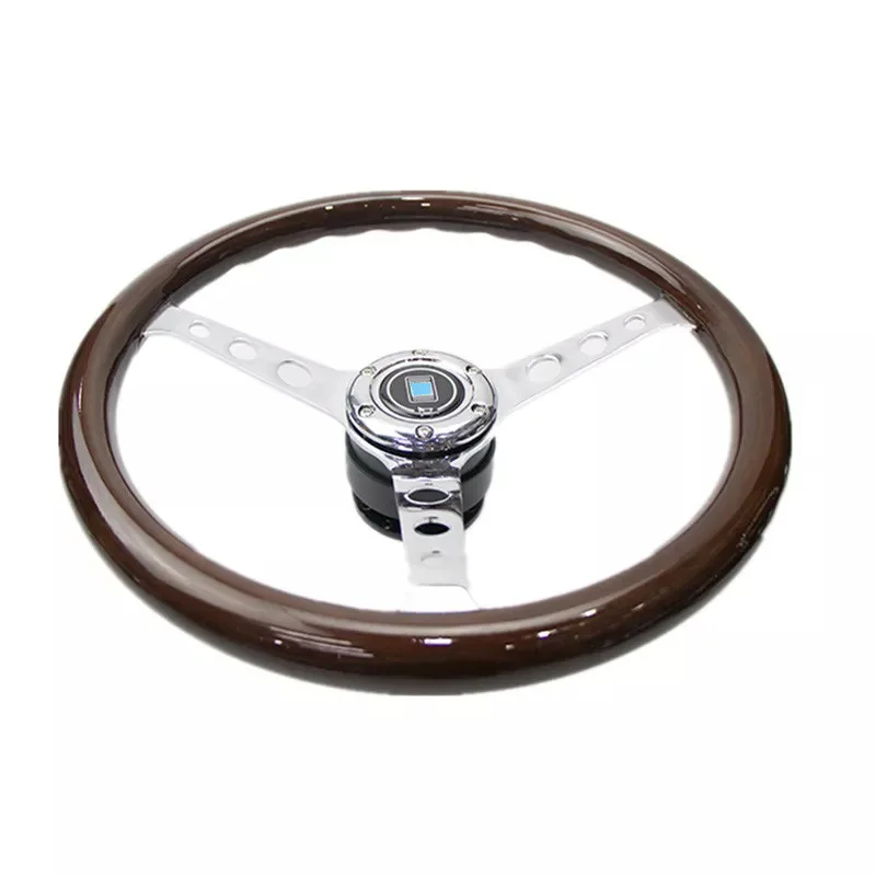 15 дюймов Автомобильный руль классический твердой древесины серебро спицы