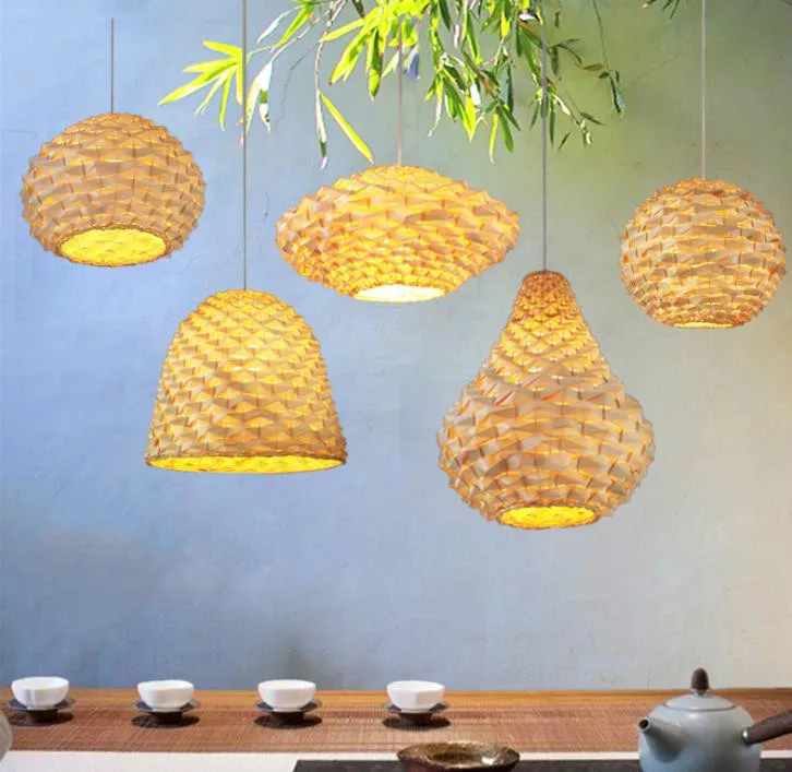 New Chinese tatami Chinese bamboo lantern House lantern bamboo rattan art Zen restaurant hot pot shop Chandelier