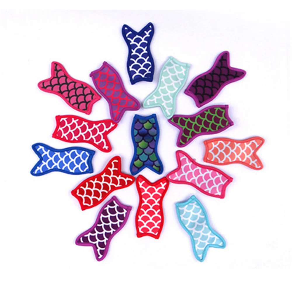 

Mermaid Ice Pop Molds Pack Sleeves Popsicle Holders Bags Neoprene Fabric