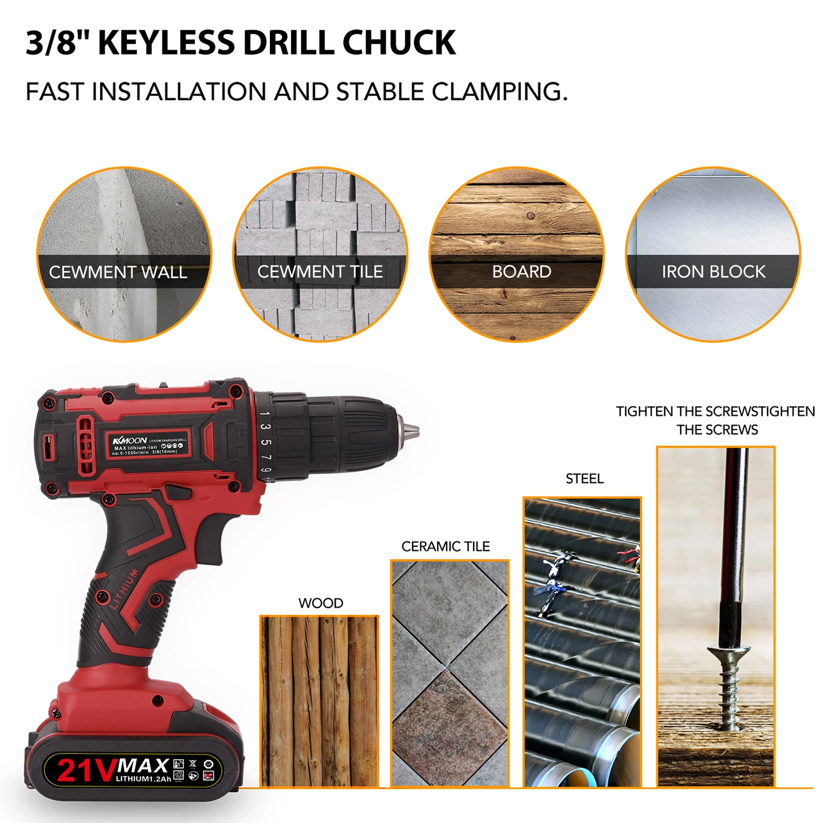 

Electric Cordless Drill Wireless Rechargeable Hand Drills Brush Motor DIY Electric Drill Power Tools With Battery 12V 18V 21V