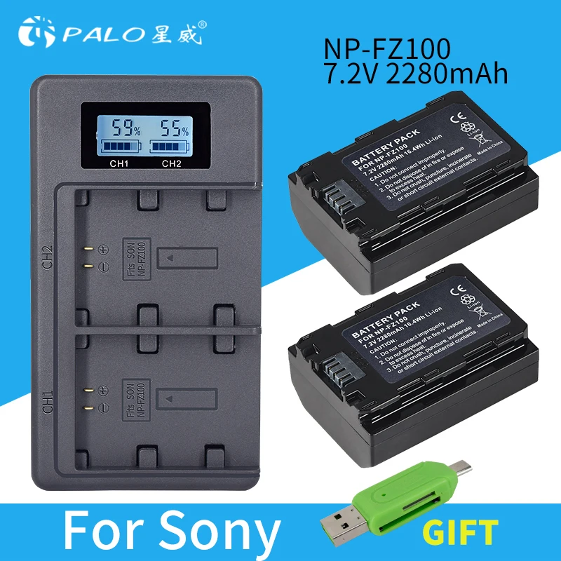 PALO NP FZ100 NPFZ100 батарея + LCD двойное USB зарядное устройство для Sony BC QZ1 a9 a7R III a7 ILCE 9 a6600