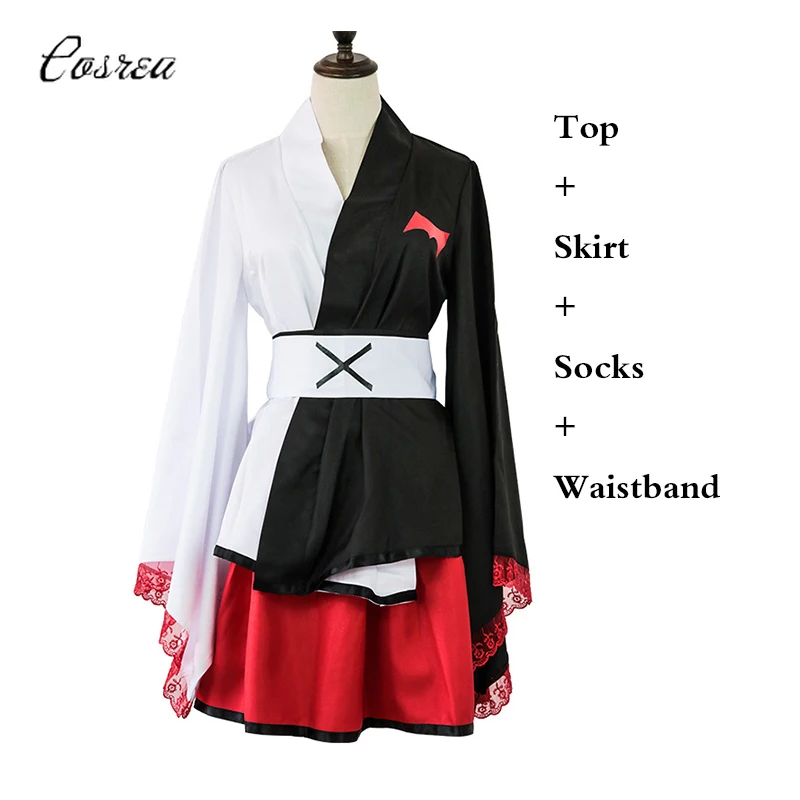 

Косплей Костюм монокумы из аниме «данганронпа», японское кимоно, Униформа, топы с длинными рукавами, юбки, женская одежда, парик для девушек ...