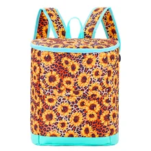 2021 New Design Large Capacity Multi Leopard Cowprint Summer Insulated Cooler Backpack Folding Sunflower Keep Cold Bag For Beach