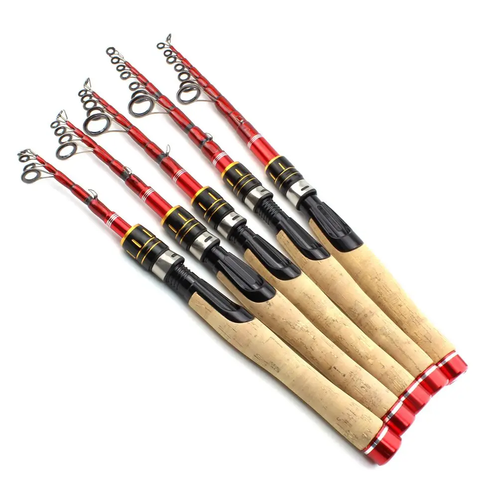 

NEW 1.6m 1.8m 2.1m 2.4m 2.7m lure rod Carbon Fishing Rod Telescopic wooden handle Spinning Fishing Rod Travel Fishing Tackle