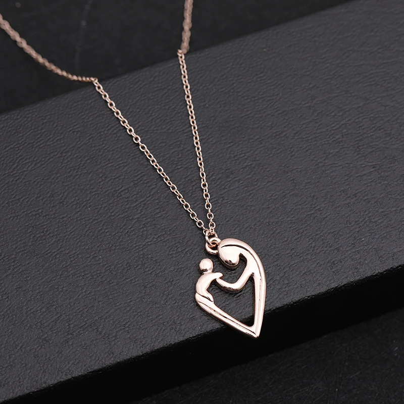 Rose Gold Color Pendant Necklace Parent-Child Mother's Day Theme Alloy Jewelry Adornment Heart-Shaped Mother's Love Necklace