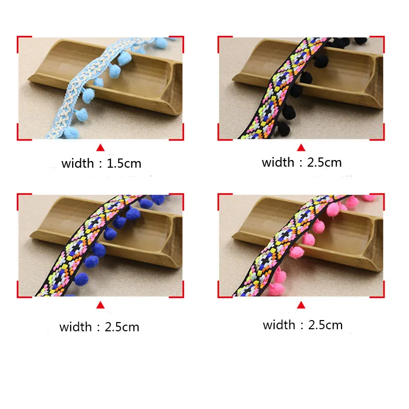 100 ярдов/партия кружевная лента с кисточками и помпоном праздничная ткань для