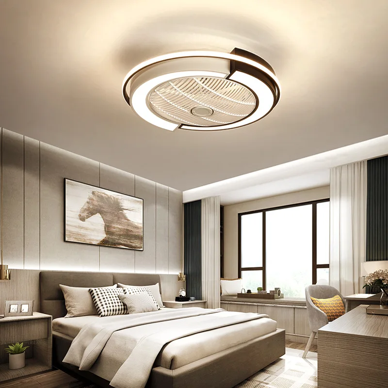 Современный Интеллектуальный светодиодный потолочный вентилятор светильник с