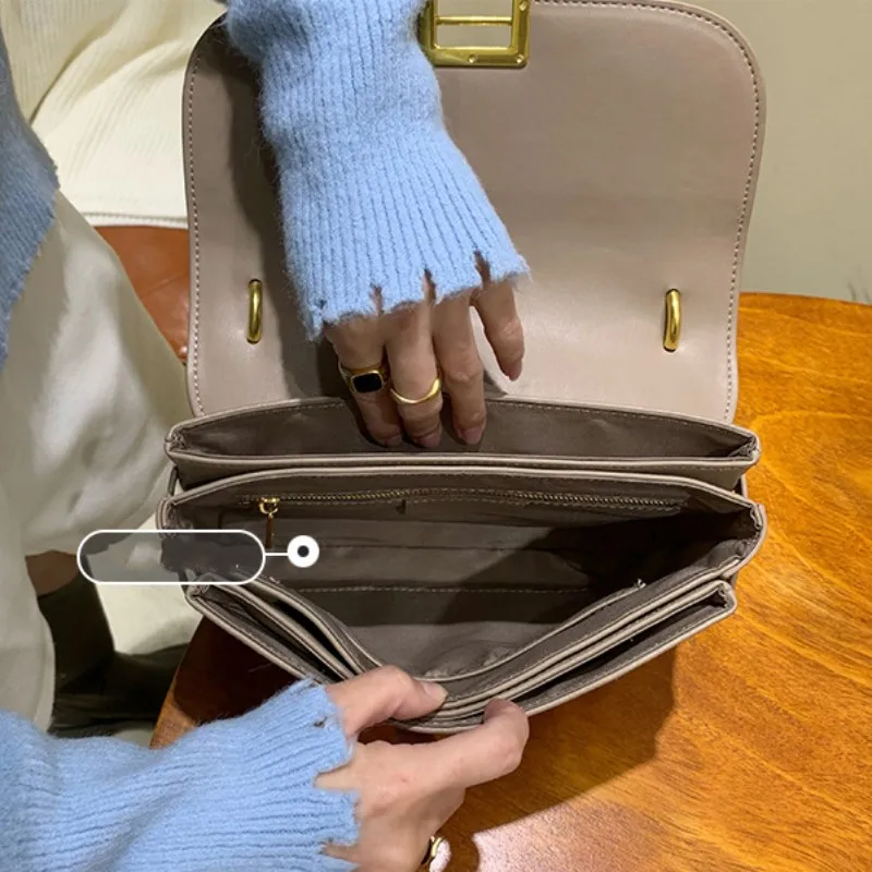 

Fashion Ladies Armpit Bag All-Match Black Leather Handbag Flap Bag Womens Single Crossbody Bags Casual Shoulder Messenger Bag