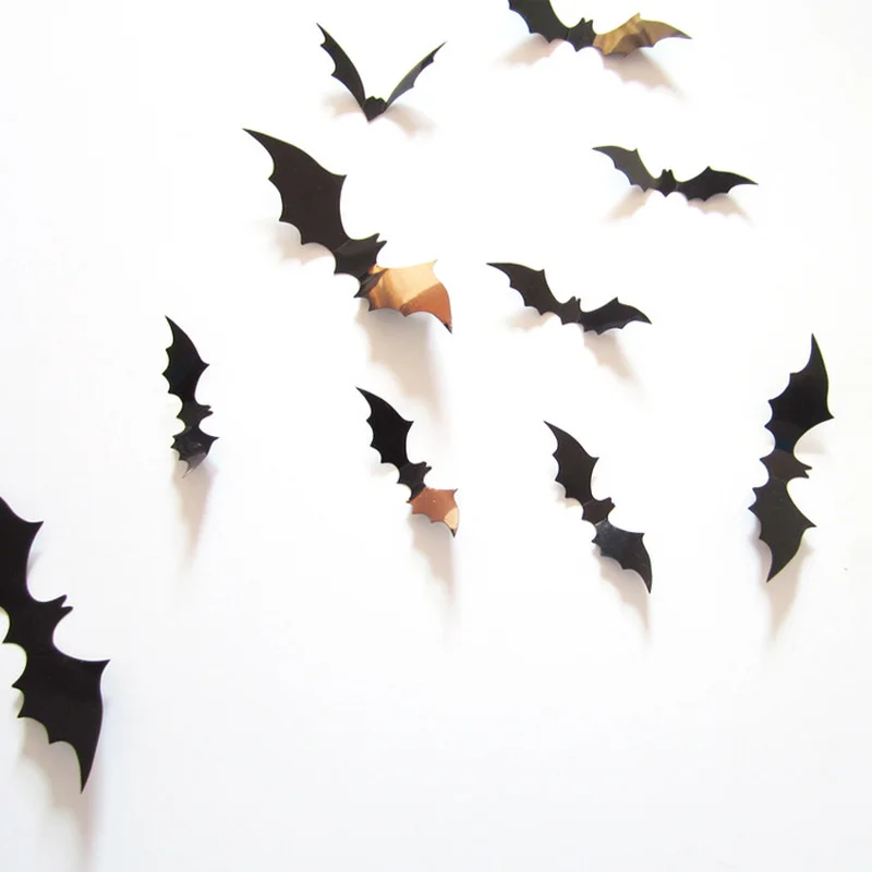 Juego de pegatinas decorativas para Halloween, pegatinas de pared estéreo creativas de murciélago en 3D, con cinta de doble cara, póster Bts, envío directo